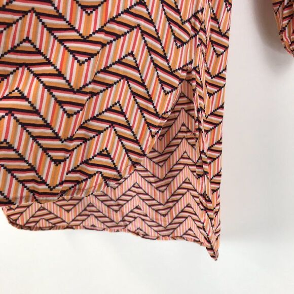 Stylus High-Low Peasant Blouse Women’s Petite Small Split Neck Chevron Boho - Picture 2 of 11